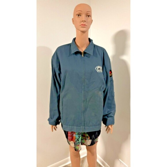 RED KAP Blue Patches Austin's Saloon Budweiser Jack Daniels Work Jacket Large - Picture 2 of 10